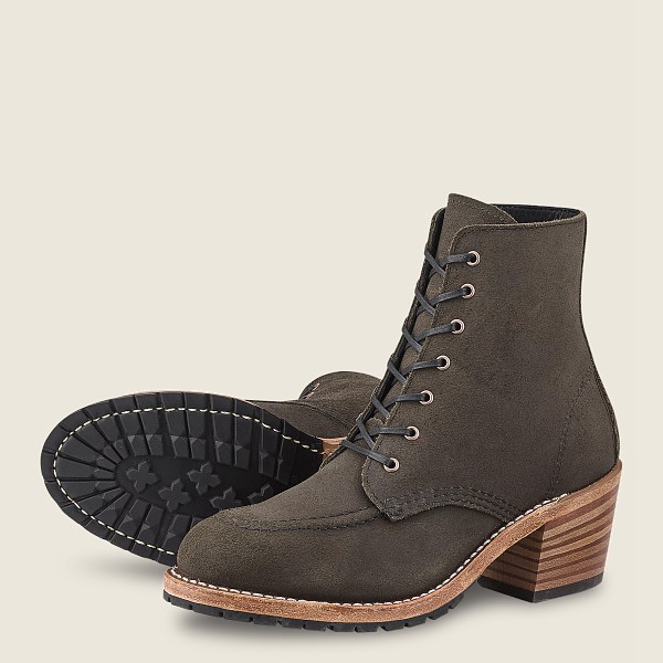 Red Wing Heritage Boots Dark Grey - Womens Clara - Heeled Acampo Leather - 8407-OFYZL